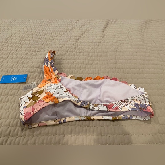 NWT new Cupshe Hazy Tenderness Flower One-Shoulder Top Bikini size large L - Picture 5 of 6